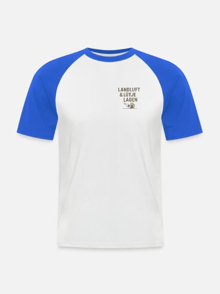 Landluft & Lütje Lagen - Männer Baseball-T-Shirt - Weiß/Royalblau
