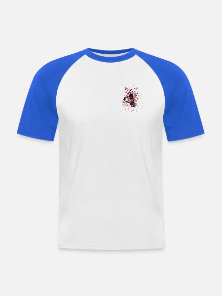 Rote Schwung auf Schwarz - Männer Baseball-T-Shirt - Weiß/Royalblau