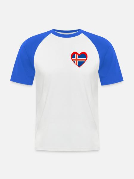 Ísland Hjarta – Ást til Íslands - Männer Baseball-T-Shirt - Weiß/Royalblau