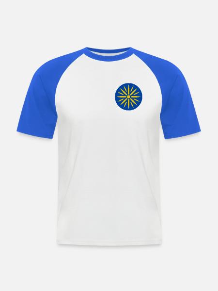 Blaue Sonne in Strahlen - Männer Baseball-T-Shirt - Weiß/Royalblau