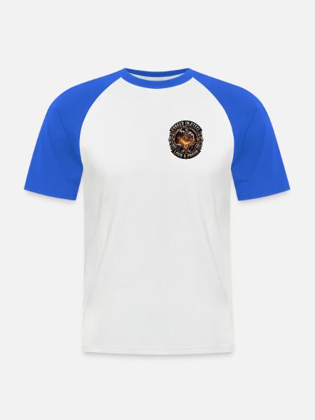 Forged In Steel Metal - Männer Baseball-T-Shirt - Weiß/Royalblau