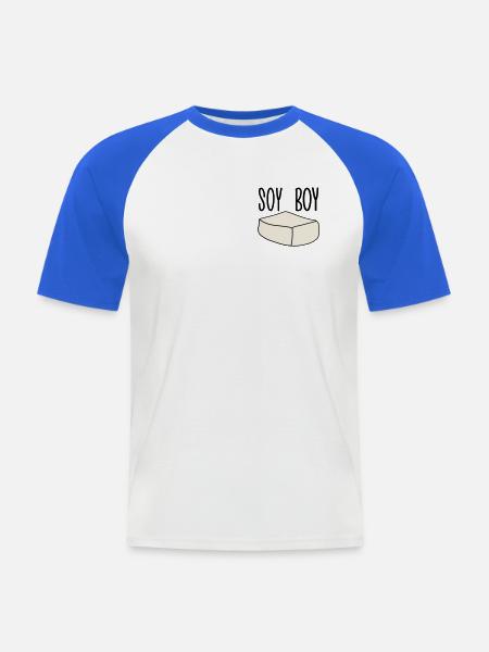 SOJAJUNGE - Männer Baseball-T-Shirt - Weiß/Royalblau