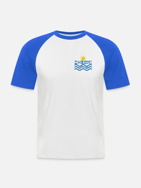 DHËRMI Albanien Sonnenwellen-Logo - Männer Baseball-T-Shirt - Weiß/Royalblau