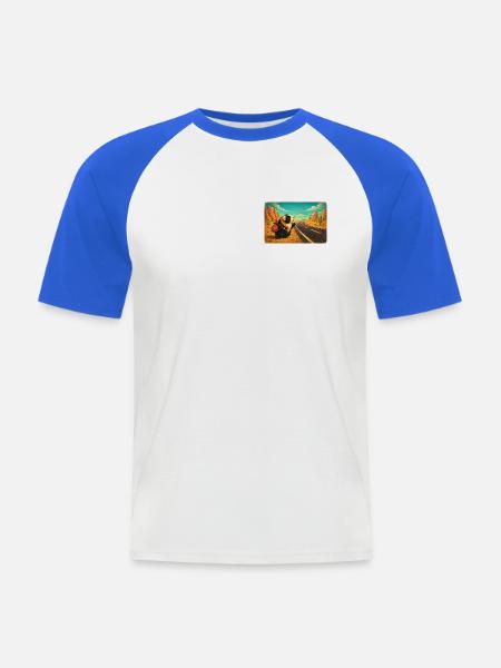 Choupie trampert auf Wüstenstraßen - Männer Baseball-T-Shirt - Weiß/Royalblau