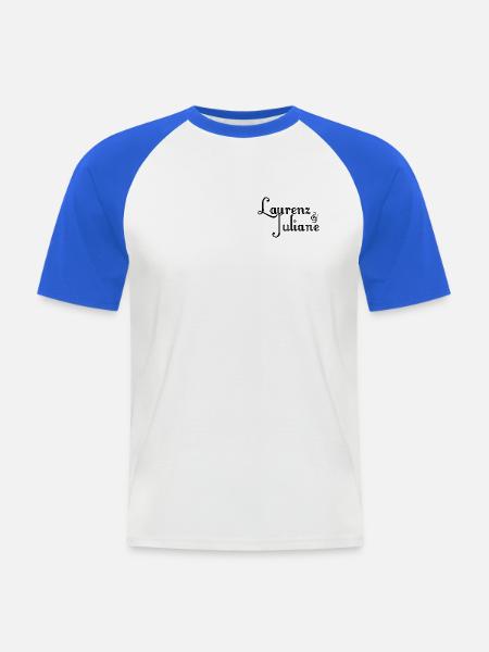 Laurenz und Juliane - Männer Baseball-T-Shirt - Weiß/Royalblau
