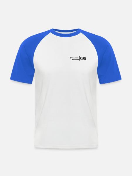 Überlebensmesser - Männer Baseball-T-Shirt - Weiß/Royalblau
