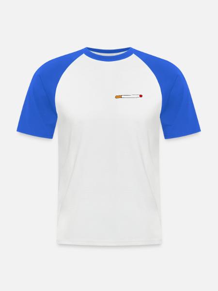 Zigarette - Männer Baseball-T-Shirt - Weiß/Royalblau