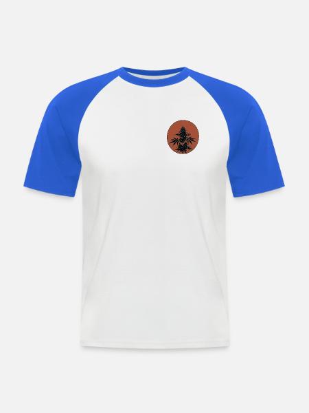 Cannabis Sonnenuntergang - Männer Baseball-T-Shirt - Weiß/Royalblau