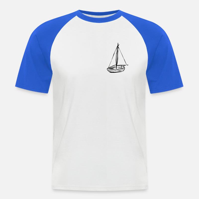 Boot - Männer Baseball-T-Shirt - Weiß/Royalblau