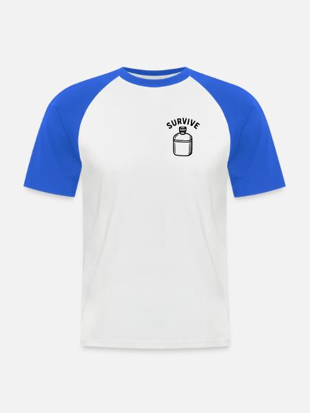Survive - Wasserflasche - Männer Baseball-T-Shirt - Weiß/Royalblau