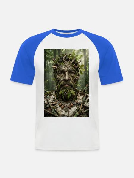 Waldgeist aus Rinde und Moos - Männer Baseball-T-Shirt - Weiß/Royalblau