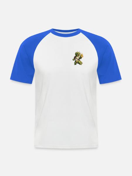 Triceratops - Männer Baseball-T-Shirt - Weiß/Royalblau