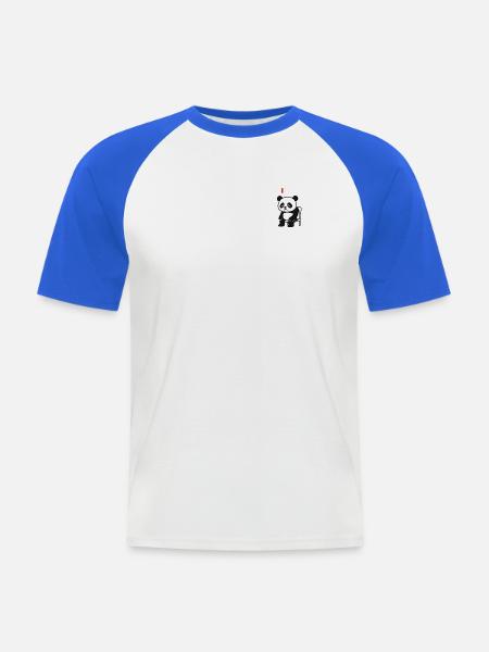 social battery low panda - Männer Baseball-T-Shirt - Weiß/Royalblau