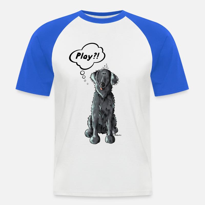 Flat Coated Retriever Play - Männer Baseball-T-Shirt - Weiß/Royalblau