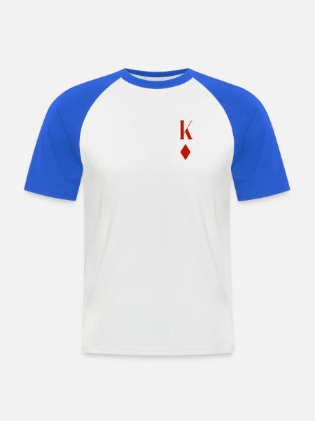 Karo König, King of Diamonds - Männer Baseball-T-Shirt - Weiß/Royalblau
