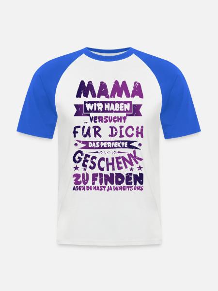 Geschenk für Mama - Männer Baseball-T-Shirt - Weiß/Royalblau
