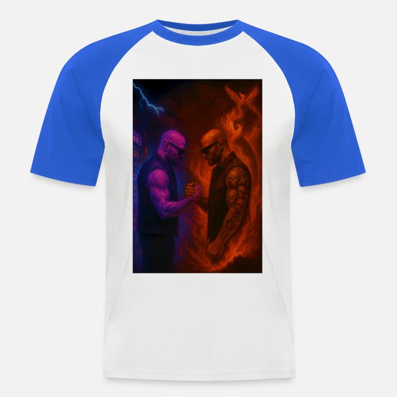 Feuer gegen Eis Duell der Elemente - Männer Baseball-T-Shirt - Weiß/Royalblau