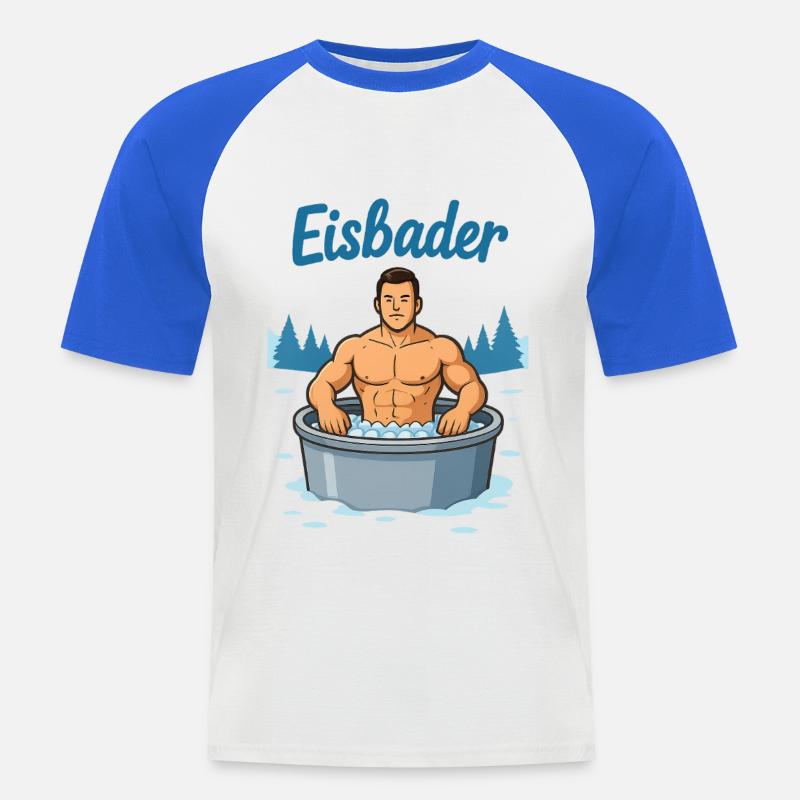 Eisbader Muskelmann im Eisbad - Men's Baseball T-Shirt - white/royal blue