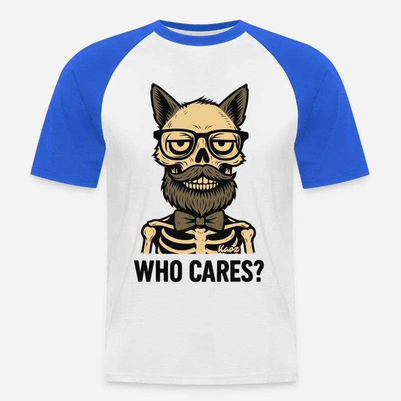 Uomo con il teschio con barba e occhiali - Maglia da baseball a manica corta da uomo - bianco/blu royal