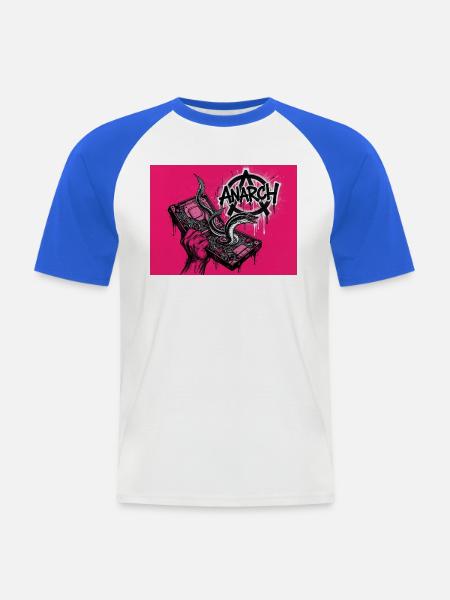 Anarchischer Aal entspringt einer Festplatte - Männer Baseball-T-Shirt - Weiß/Royalblau