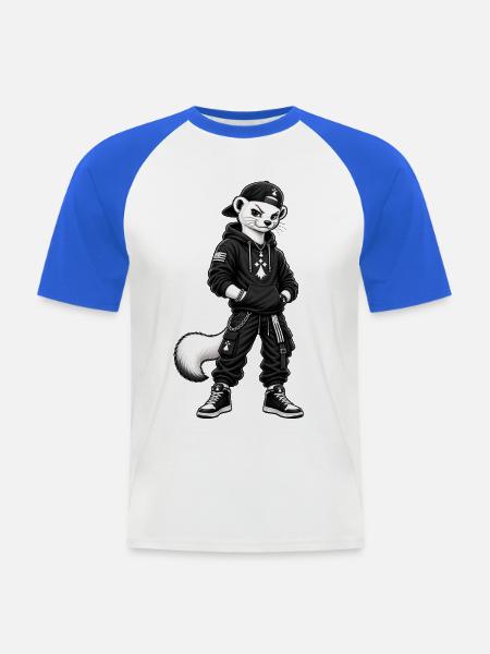 Cool Ermine - Männer Baseball-T-Shirt - Weiß/Royalblau