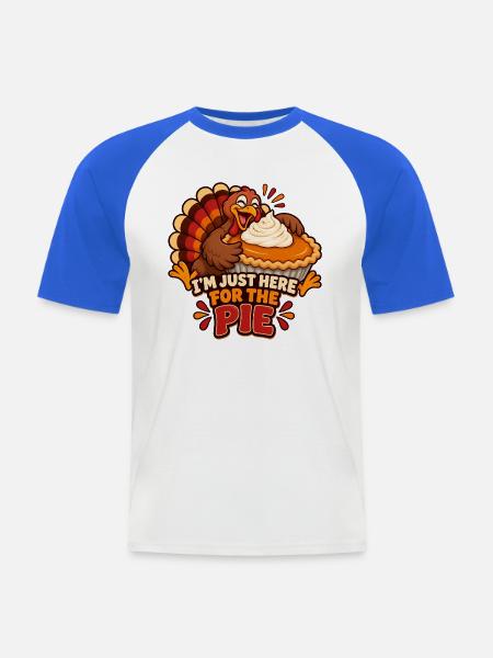 Verspielter Truthahnkuchen-Zinger - Männer Baseball-T-Shirt - Weiß/Royalblau