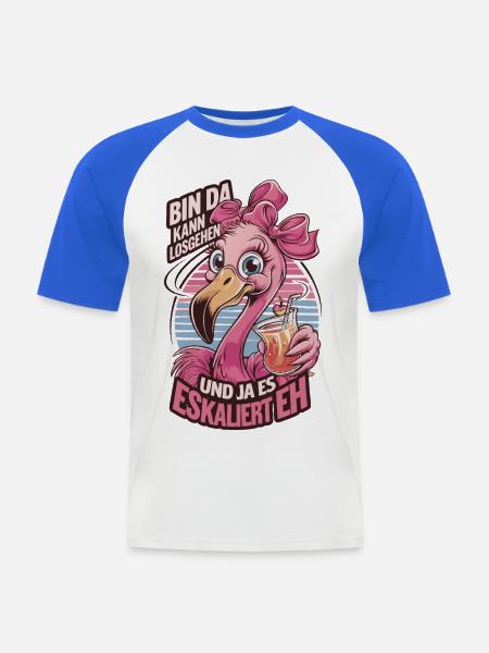 Party Flamingo Spruchmotiv mit Cocktail - Männer Baseball-T-Shirt - Weiß/Royalblau