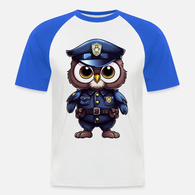 Polizei Eule - Männer Baseball-T-Shirt - Weiß/Royalblau