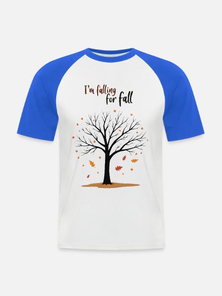 Kahler Baum „Herbstverliebt“ Humor - Männer Baseball-T-Shirt - Weiß/Royalblau