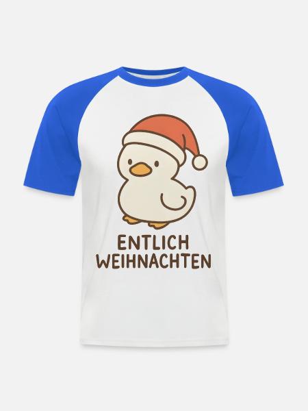 Lustiges Weihnachts T-Shirt Geschenk - Männer Baseball-T-Shirt - Weiß/Royalblau