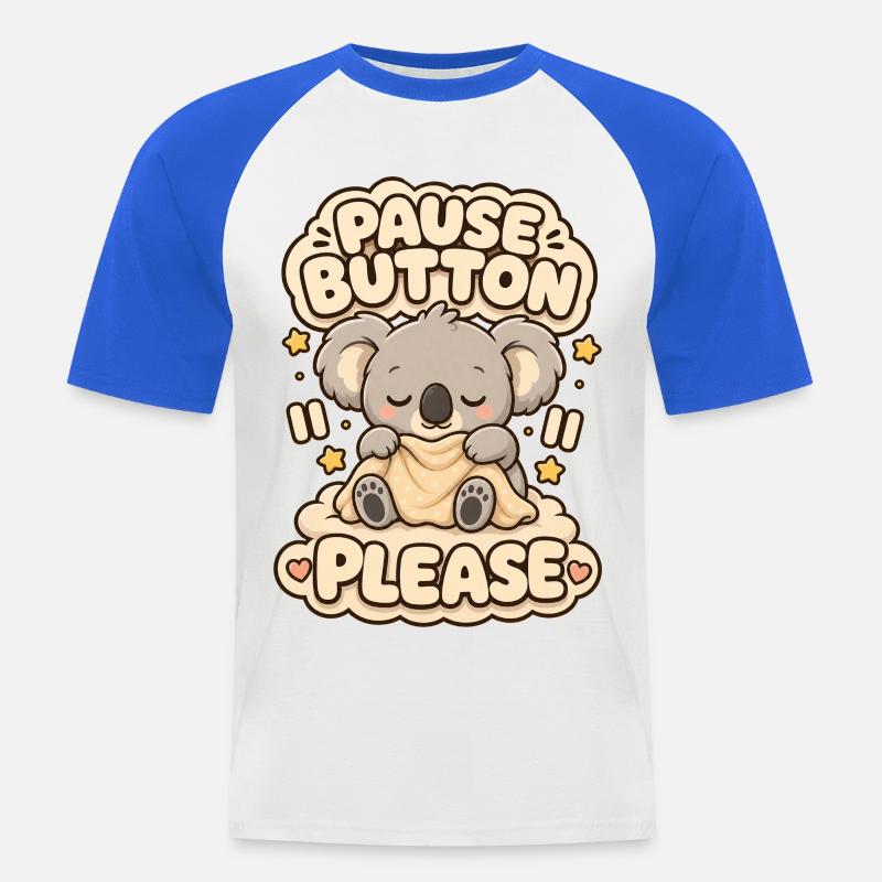 Pause Button Please Koala - Männer Baseball-T-Shirt - Weiß/Royalblau
