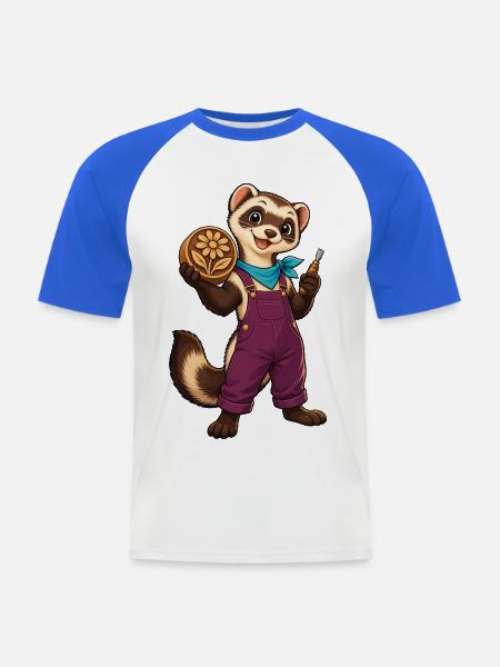 Pfotenwerkstatt Blütenholz - Männer Baseball-T-Shirt - Weiß/Royalblau