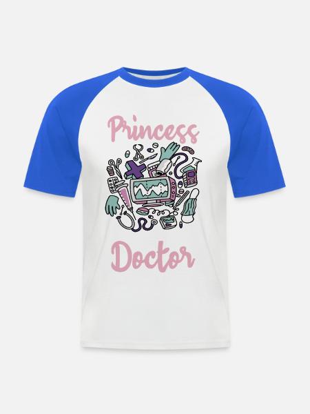 Vergiss Prinzessin – Arzt werden - Männer Baseball-T-Shirt - Weiß/Royalblau