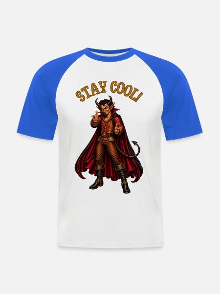 Stay Cool! – Devil Humor - Männer Baseball-T-Shirt - Weiß/Royalblau