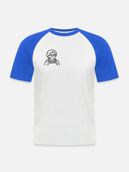 Großmutter im Strickcardigan - Männer Baseball-T-Shirt - Weiß/Royalblau