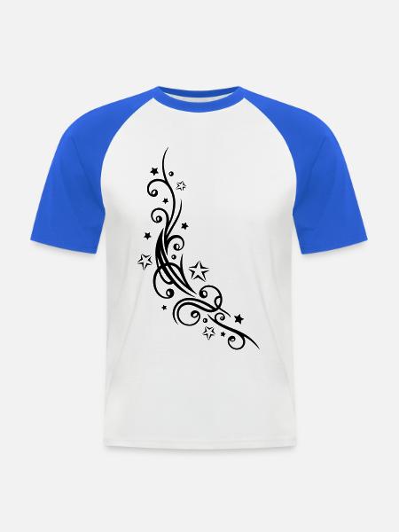 Ornement de tatouage tribal avec des étoiles. - T-shirt baseball manches courtes Homme - blanc/bleu royal