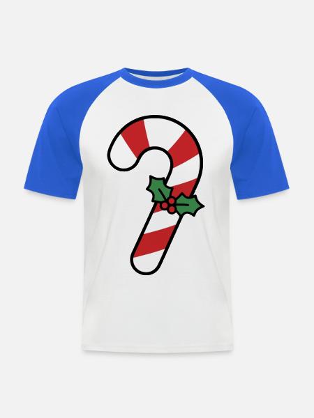 Zuckerstangen-Weihnachtssüßigkeiten - Männer Baseball-T-Shirt - Weiß/Royalblau