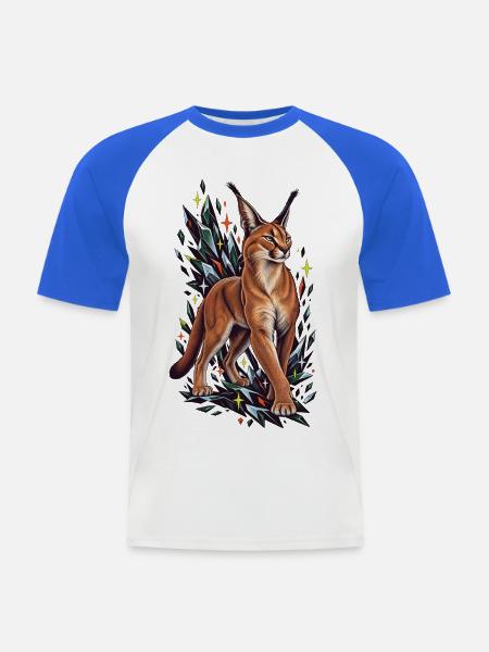 Karakal mit kristallinen Mitternachtsfunken - Männer Baseball-T-Shirt - Weiß/Royalblau