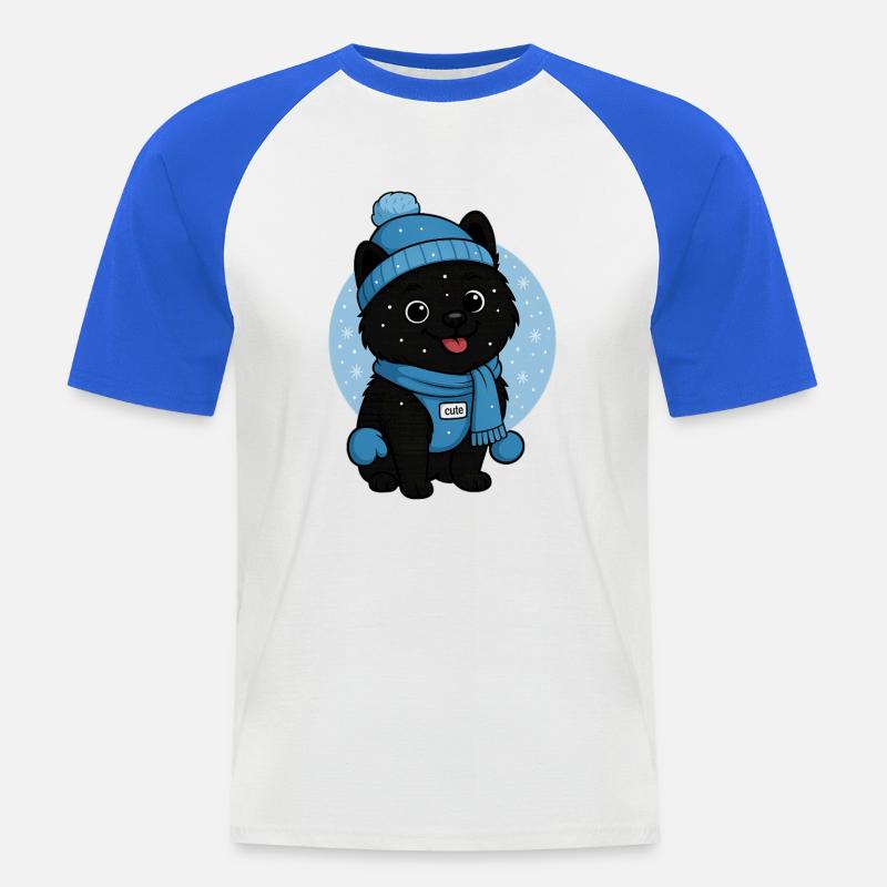 Cuddly Dog Winter Magic - Men's Baseball T-Shirt - white/royal blue