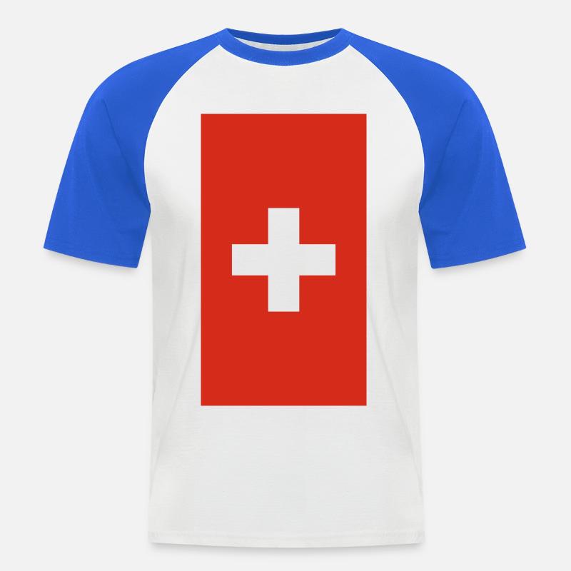 Telefon-Fall der Schweizer Flagge - Männer Baseball-T-Shirt - Weiß/Royalblau