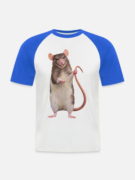 Ratte  - Männer Baseball-T-Shirt - Weiß/Royalblau