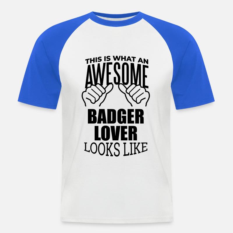 Dachs - Männer Baseball-T-Shirt - Weiß/Royalblau