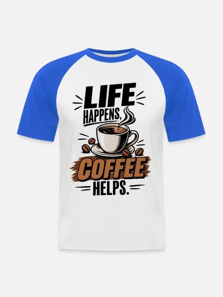 Life Coffee Kaffeefan Design - Männer Baseball-T-Shirt - Weiß/Royalblau