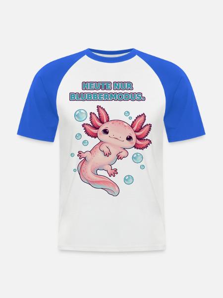 Axolotl im Blubbermodus - Männer Baseball-T-Shirt - Weiß/Royalblau