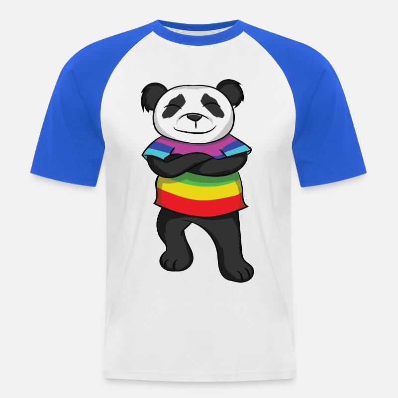 Panda Rainbow Pride  with Attitude - Männer Baseball-T-Shirt - Weiß/Royalblau