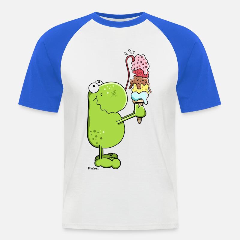 Frosch mit Eis - Männer Baseball-T-Shirt - Weiß/Royalblau