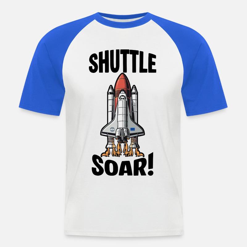 Start des Space Shuttle Soar - Männer Baseball-T-Shirt - Weiß/Royalblau