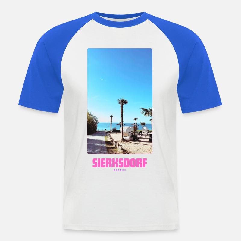 SIERKSDORF _ Strand - Männer Baseball-T-Shirt - Weiß/Royalblau