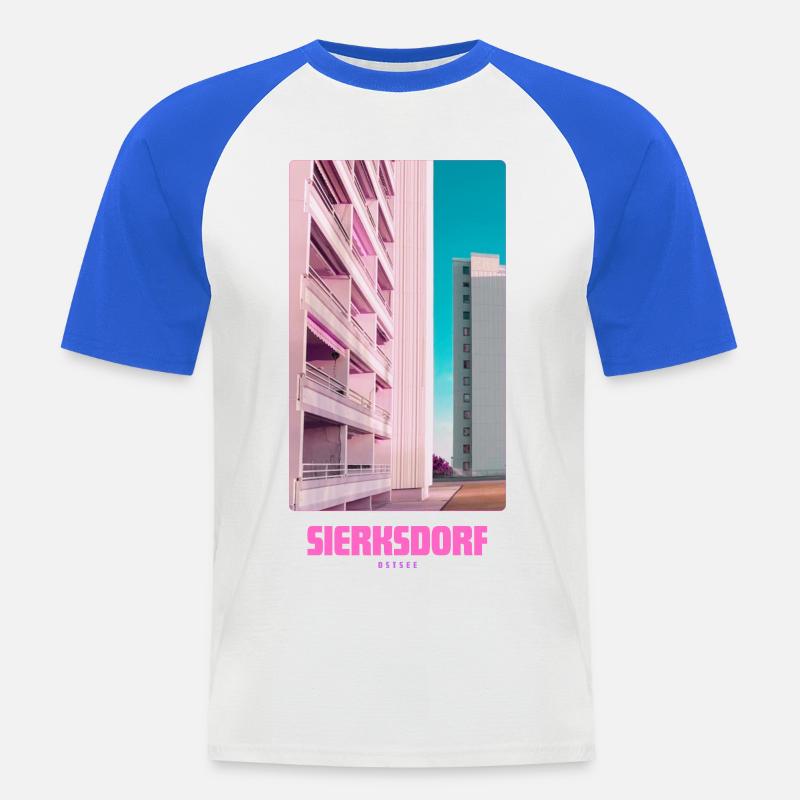 SIERKSDORF OSTSEE - Männer Baseball-T-Shirt - Weiß/Royalblau