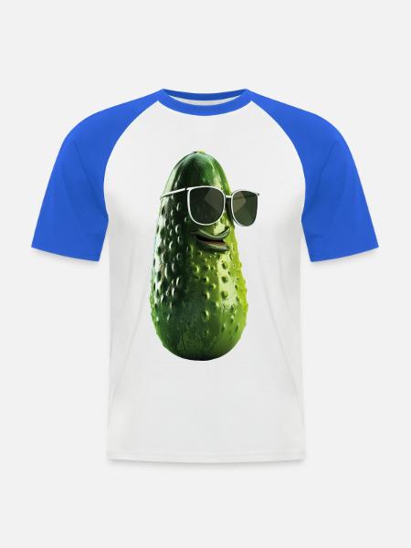 Gurke Pickle mit Sonnenbrille - Männer Baseball-T-Shirt - Weiß/Royalblau